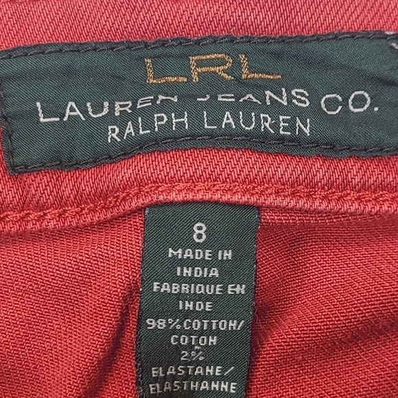 Lauren Ralph Lauren Modern Straight Crop Jeans Red, Size 8 - Picture 10 of 15